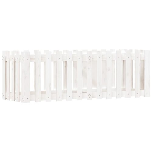 Garden Raised Bed with Fence Design White 150x50x50cm Solid Wood Pine - Image 4