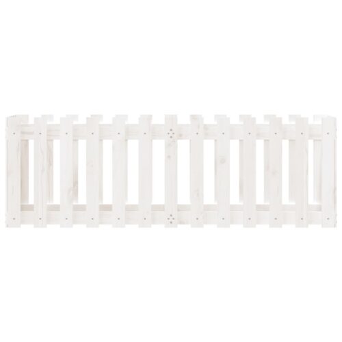Garden Raised Bed with Fence Design White 150x50x50cm Solid Wood Pine - Image 5