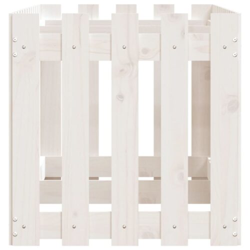 Garden Raised Bed with Fence Design White 150x50x50cm Solid Wood Pine - Image 6