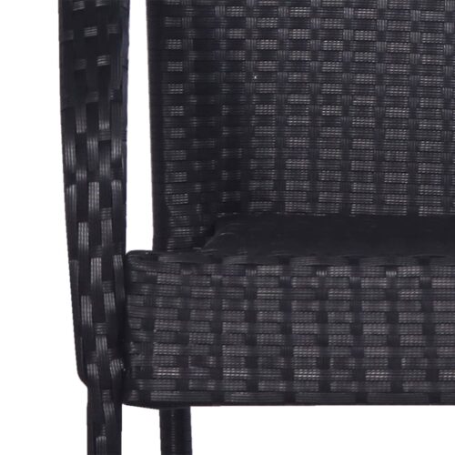 5-Piece Garden Dining Set Black Poly Rattan Wicker Outdoor Patio Furniture - Image 6