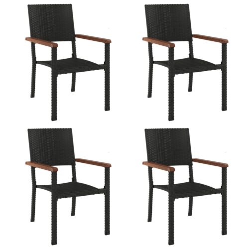 5-Piece Garden Dining Set Black Poly Rattan Wicker Outdoor Patio Furniture - Image 4