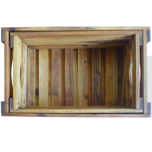 Apple Crate Set 2 Pieces Solid Acacia Wood - Image 3