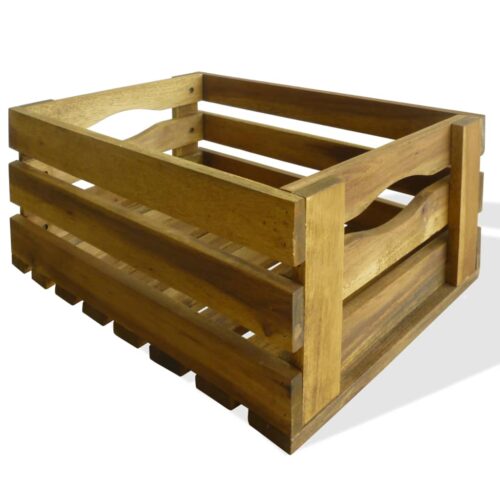 Apple Crate Set 2 Pieces Solid Acacia Wood - Image 4