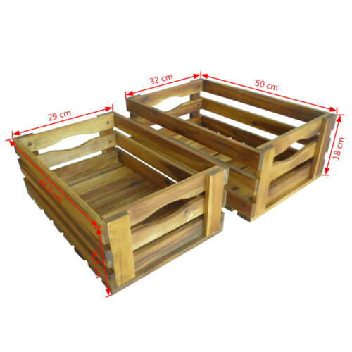 Apple Crate Set 2 Pieces Solid Acacia Wood - Image 9