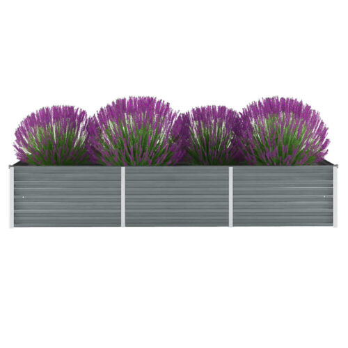 Garden Raised Bed Galvanised Steel 240x80x45cm Grey - Image 2
