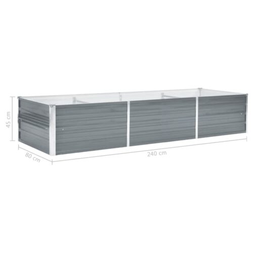 Garden Raised Bed Galvanised Steel 240x80x45cm Grey - Image 7