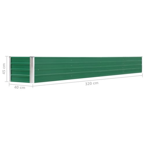 Garden Raised Bed Galvanised Steel 320x40x45cm Green - Image 6