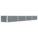 Garden Raised Bed Galvanised Steel 320x40x45cm Grey