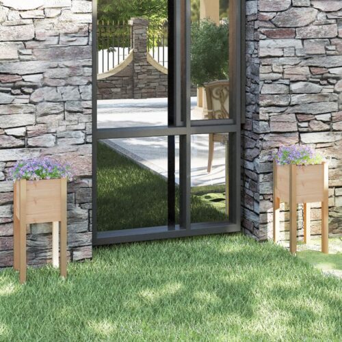 Garden Planters 2pcs 31x31x70cm Solid Pinewood - Image 2