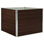 Raised Garden Bed Brown 100x100x77cm Galvanised Steel