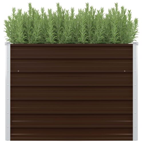 Raised Garden Bed Brown 100x100x77cm Galvanised Steel - Image 2