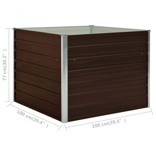 Raised Garden Bed Brown 100x100x77cm Galvanised Steel - Image 6