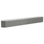 Garden Raised Bed Powder-Coated Steel 332x40x36cm Grey