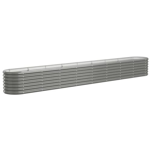 Garden Raised Bed Powder-Coated Steel 332x40x36cm Grey