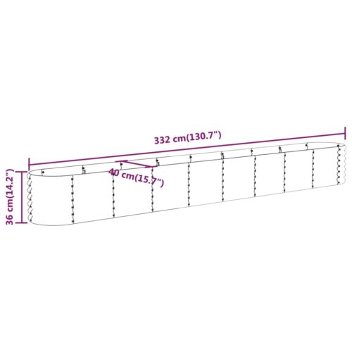 Garden Raised Bed Powder-Coated Steel 332x40x36cm Grey - Image 6