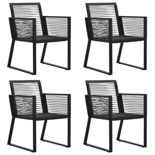 5-Piece Garden Dining Set Black PVC Rattan - Image 4
