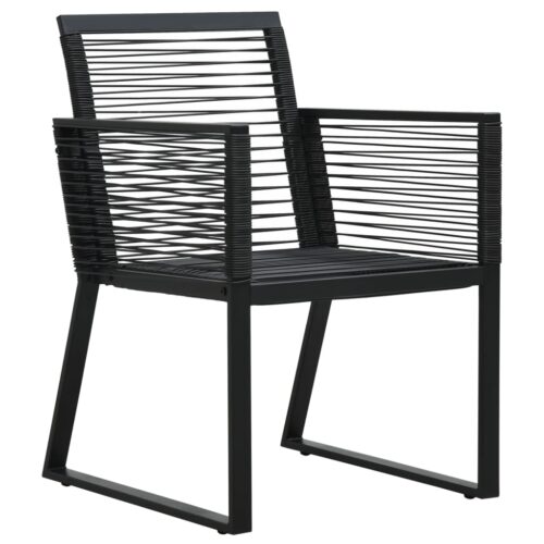 5-Piece Garden Dining Set Black PVC Rattan - Image 5