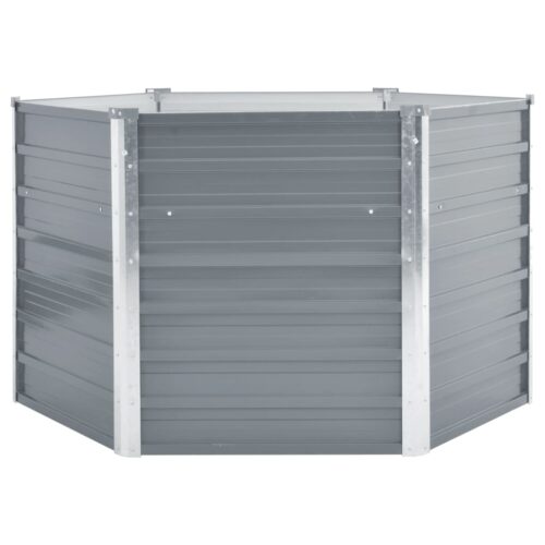 Garden Raised Bed Galvanised Steel 129x129x77cm Grey