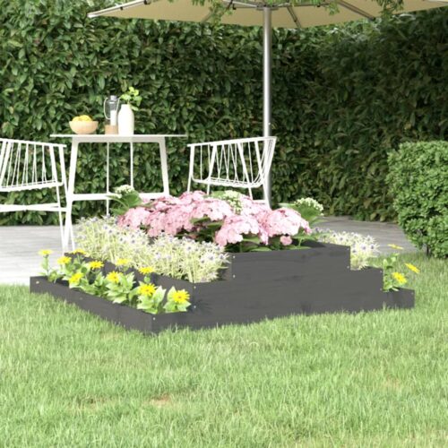 Planter Grey 110x110x27cm Solid Wood Pine - Image 2