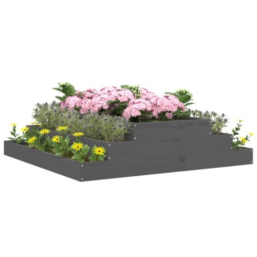 Planter Grey 110x110x27cm Solid Wood Pine - Image 3