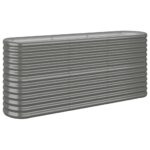 Garden Raised Bed Powder-Coated Steel 152x40x68cm Grey