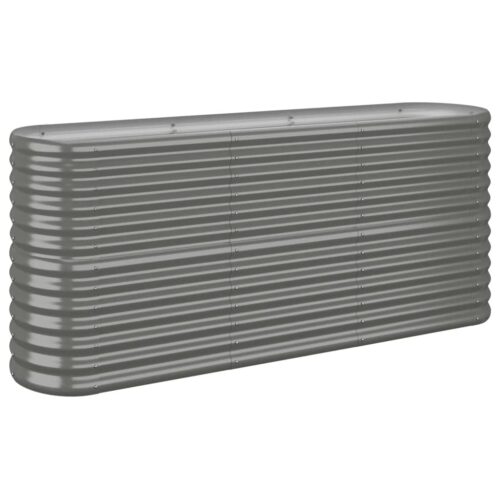 Garden Raised Bed Powder-Coated Steel 152x40x68cm Grey