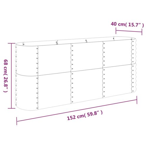 Garden Raised Bed Powder-Coated Steel 152x40x68cm Grey - Image 6