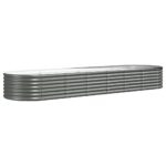 Garden Raised Bed Powder-Coated Steel 296x80x36cm Grey