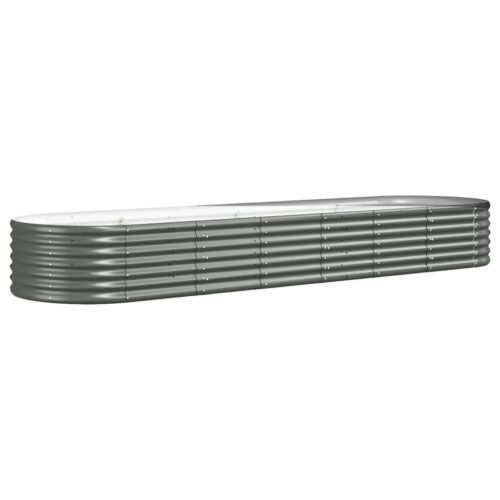 Garden Raised Bed Powder-Coated Steel 296x80x36cm Grey