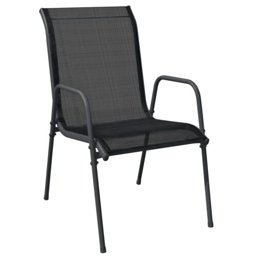 5-Piece Garden Dining Set Black Steel Textilene - Image 3