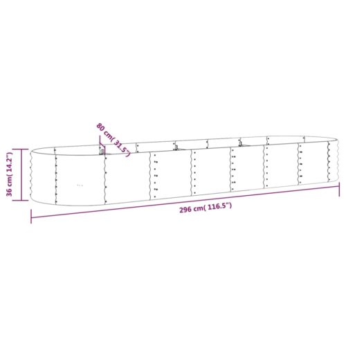 Garden Raised Bed Powder-Coated Steel 296x80x36cm Grey - Image 6