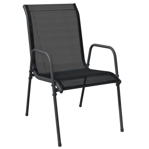 5-Piece Garden Dining Set Black Steel Textilene - Image 3