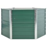 Garden Raised Bed Galvanised Steel 129x129x77cm Green