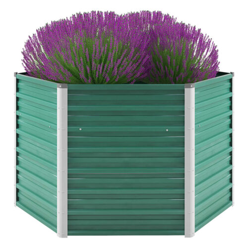 Garden Raised Bed Galvanised Steel 129x129x77cm Green - Image 2