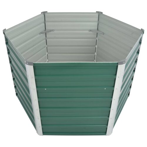 Garden Raised Bed Galvanised Steel 129x129x77cm Green - Image 3
