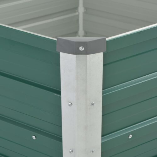 Garden Raised Bed Galvanised Steel 129x129x77cm Green - Image 5