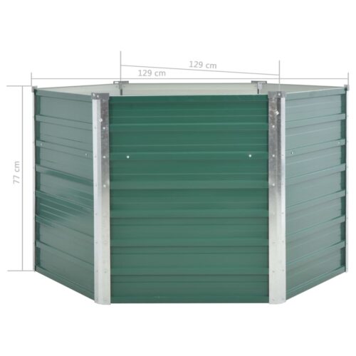 Garden Raised Bed Galvanised Steel 129x129x77cm Green - Image 6