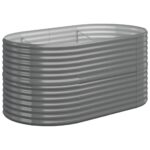 Garden Raised Bed Powder-Coated Steel 152x80x68cm Grey