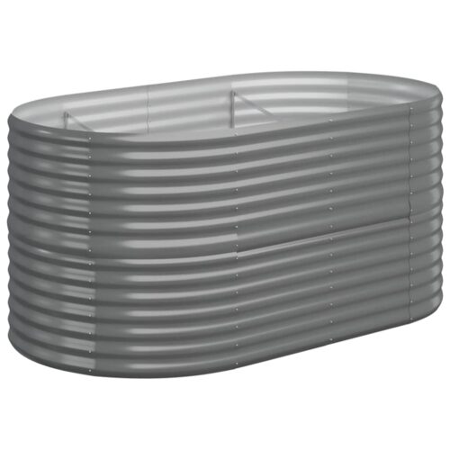 Garden Raised Bed Powder-Coated Steel 152x80x68cm Grey