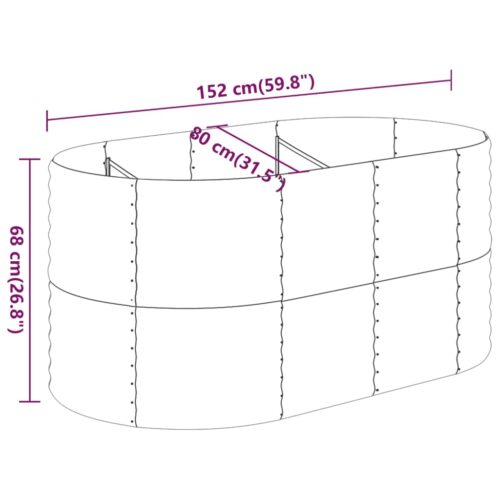 Garden Raised Bed Powder-Coated Steel 152x80x68cm Grey - Image 6