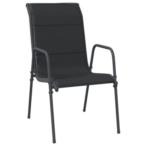 5-Piece Garden Dining Set Black Steel Textilene - Image 3