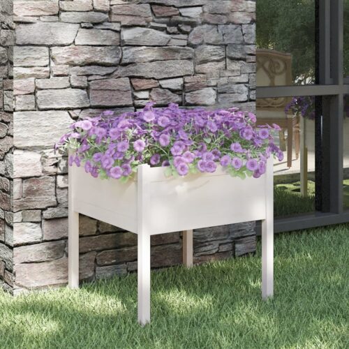 Garden Planter White 70x70x70cm Solid Pinewood - Image 2