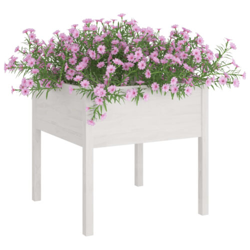 Garden Planter White 70x70x70cm Solid Pinewood - Image 3