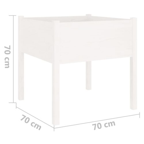 Garden Planter White 70x70x70cm Solid Pinewood - Image 7