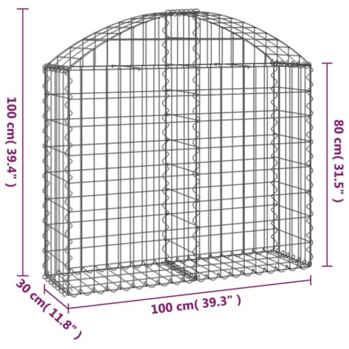 Arched Gabion Basket 100x30x80/100cm Galvanised Iron - Image 5