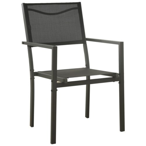 5-Piece Garden Dining Set Black Steel Textilene - Image 3