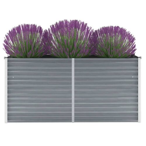 Garden Raised Bed Galvanised Steel 160x40x77cm Grey - Image 2