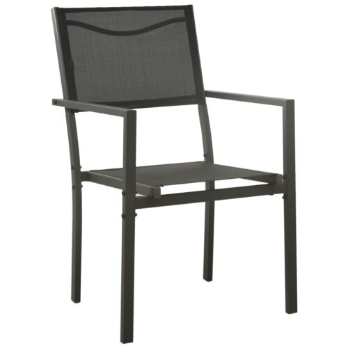 5-Piece Garden Dining Set Black Steel Textilene - Image 3