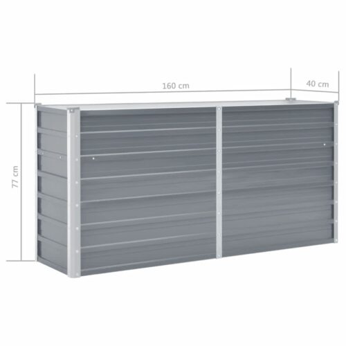 Garden Raised Bed Galvanised Steel 160x40x77cm Grey - Image 7