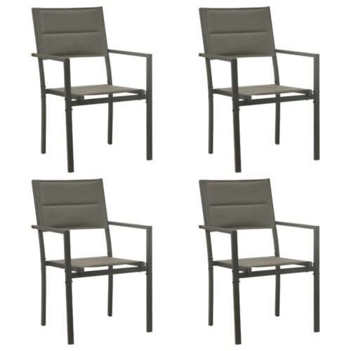 5-Piece Garden Dining Set Black Steel Textilene - Image 3
